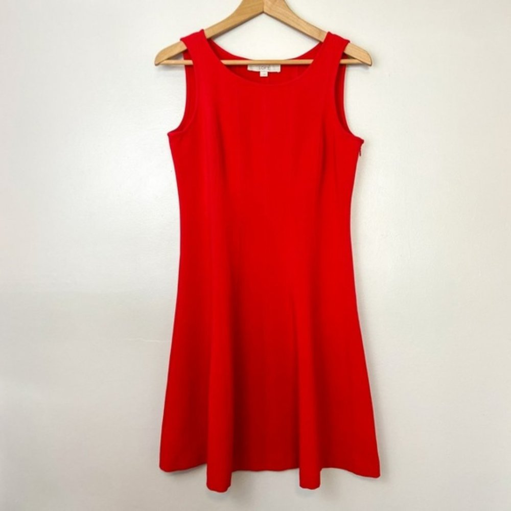LOFT Ann Taylor Red A-Line Skater Dress